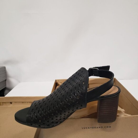Lucky Brand Womens Verazino Woven Open Toe Slingback Sandals in Black - Size 5.5 - Picture 7 of 8